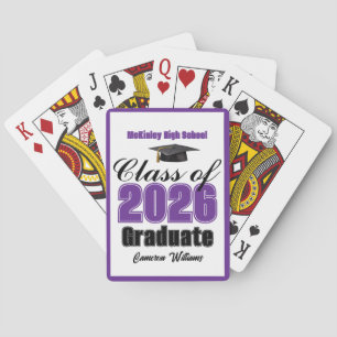 Paarse klas van 2026 aangepaste afstudeerfeestje pokerkaarten