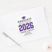 Paarse Klas van 2026 Afstudeersticker Ronde Sticker (Envelop)