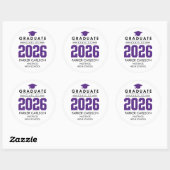 Paarse Klas van 2026 Afstudeersticker Ronde Sticker (Vel)