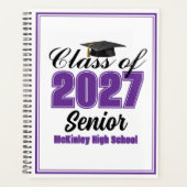 Paarse Klas van 2027 Senior Aangepaste Middelbare  Planner (Voorkant)