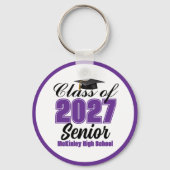 Paarse Klas van 2027 Senior Aangepaste Middelbare  Sleutelhanger (Voorkant)