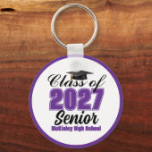 Paarse Klas van 2027 Senior Aangepaste Middelbare  Sleutelhanger (Voorkant)