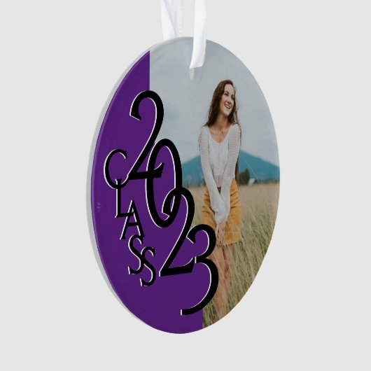 Paarse Klasse 2023 Afstuderen Foto Ornament (voorkant)