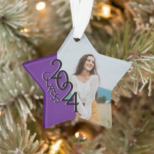Paarse Klasse 2024 Afstuderen Foto Ornament (Boom)