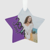 Paarse Klasse 2024 Afstuderen Foto Ornament (voorkant)