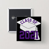Paarse Klasse van 2024 Afstudeerder Pet Vierkante Button 5,1 Cm (Voorkant /achterkant)