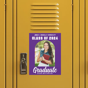 Paarse Klasse van 2025 Afstuderen Fotomagneet Kaar