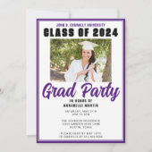 Paarse Klasse van 2025 Foto Modern Graduation Part Kaart (Voorkant)