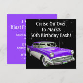 Paarse Klassieke musculus Auto Birthday Bash Kaart (Voorkant / Achterkant)