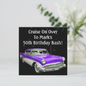 Paarse Klassieke musculus Auto Birthday Bash Kaart (Staand voorkant)