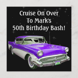 Paarse Klassieke musculus Auto Birthday Bash Kaart