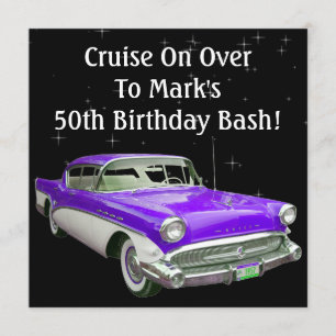 Paarse Klassieke musculus Auto Birthday Bash Kaart