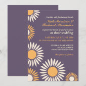 Paarse Klassieke Retro Zonnebloem Trouw Uitnodigin Kaart (Voorkant / Achterkant)