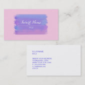 Paarse Klassieke Roos Waterverf borstels Visitekaartje (Voorkant / Achterkant)