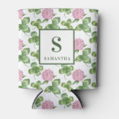 Paarse klaver | Monogram St Patrick's Day Blikjeskoeler (Voorkant)