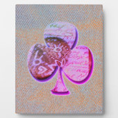 Paarse klaver op oranje en blauw denim fotoplaat (Voorkant)