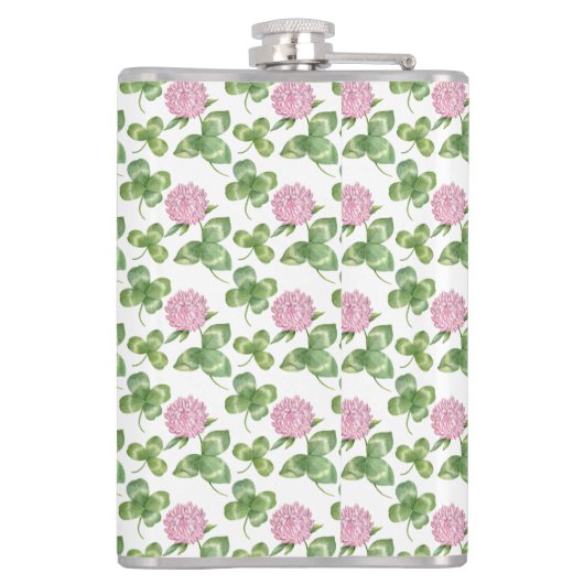 Paarse klaver | St Patrick's Day Heupfles (Achterkant)