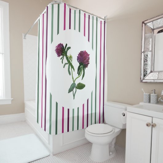 Paarse klavergordijn douchegordijn (In situ)