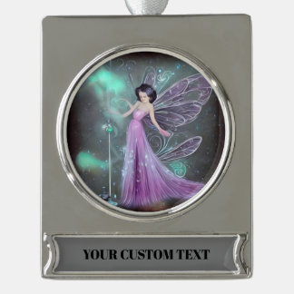 Paarse kledingfabriek verzilverd banner ornament