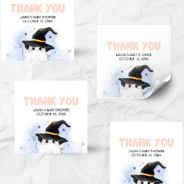 Paarse Kleine Boo Geest Heks Baby Shower Vierkante Sticker