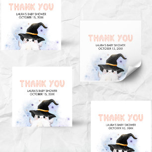 Paarse Kleine Boo Geest Heks Baby Shower Vierkante Sticker