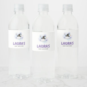 Paarse Kleine Boo Geest Heks Baby Shower Waterfles Etiket