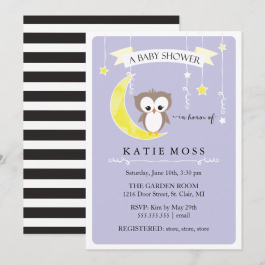 Paarse kleine boomgaard | Uitnodiging tot Baby sho (Voorkant / Achterkant)