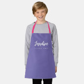 Paarse Kleine Chef Script Naam gepersonaliseerde K Schort (Gedragen)
