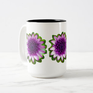Paarse kleine mooie bloemetjes tweekleurige koffiemok