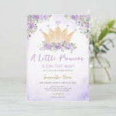 Paarse kleine prinses Baby shower Kaart (Staand voorkant)