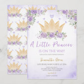 Paarse kleine prinses Baby shower Kaart (Voorkant / Achterkant)