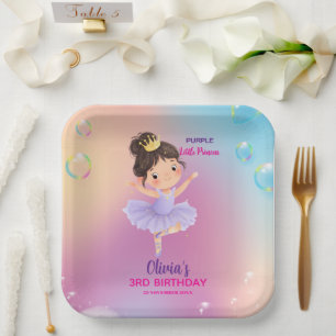 Paarse kleine prinses bal papier Bord