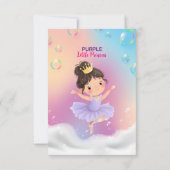 Paarse kleine prinsessenbal RSVP kaartje (Achterkant)