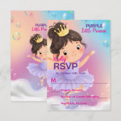 Paarse kleine prinsessenbal RSVP kaartje (Voorkant / Achterkant)