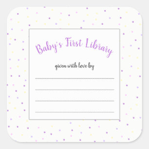 Paarse kleine stip meisje baby shower boek sticker