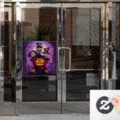 Paarse kleine tovenaar heidense monsters schattig  raamsticker (Kantoordeur)