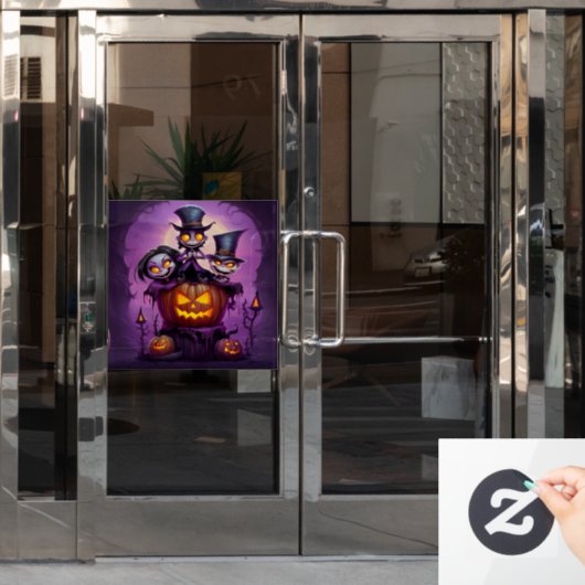 Paarse kleine tovenaar heidense monsters schattig raamsticker (Kantoordeur)