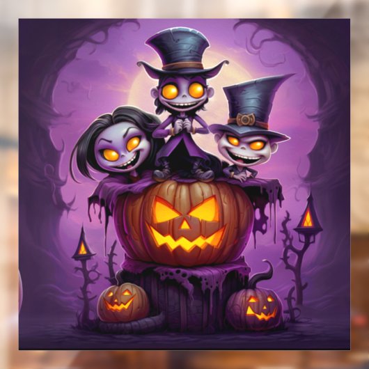 Paarse kleine tovenaar heidense monsters schattig  raamsticker (Vel 2)