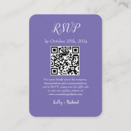 Paarse kleine verticale bruiloft RSVP QR-code Informatiekaartje