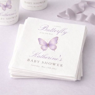 Paarse Kleine Vlinder Elegante Meisje Baby Shower Servet