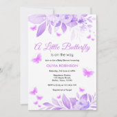 Paarse kleine vlinder is op de weg Baby shower Kaart (Voorkant)