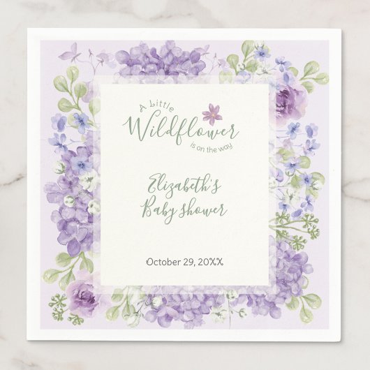 Paarse Kleine Wilde Bloem Baby Shower Servetten