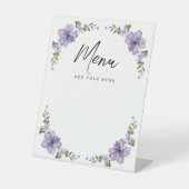 Paarse Kleine Wildflower Menu Baby shower Reclamebord Met Voetstuk (Voorkant)