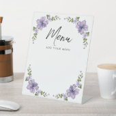 Paarse Kleine Wildflower Menu Baby shower Reclamebord Met Voetstuk (Insitu)