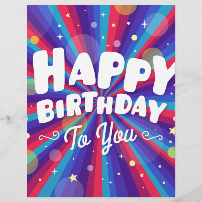 Paarse Kleur barstte je gelukkige verjaardag uit (Voorkant)