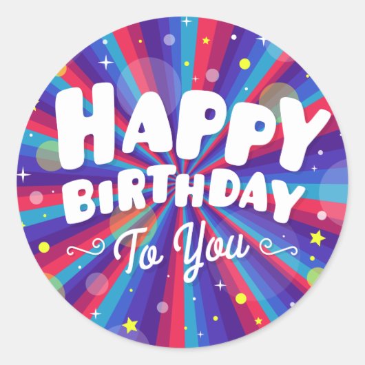 Paarse Kleur barstte je gelukkige verjaardag uit Ronde Sticker (Voorkant)