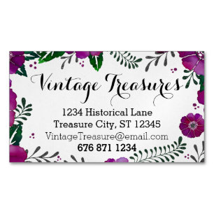 Paarse kleur bloemenpatroon magnetisch visitekaartje