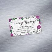 Paarse kleur bloemenpatroon magnetisch visitekaartje (Voorbeeld)