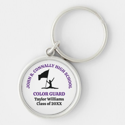 Paarse kleur garde middelbare school gepersonalise sleutelhanger (Voorkant)