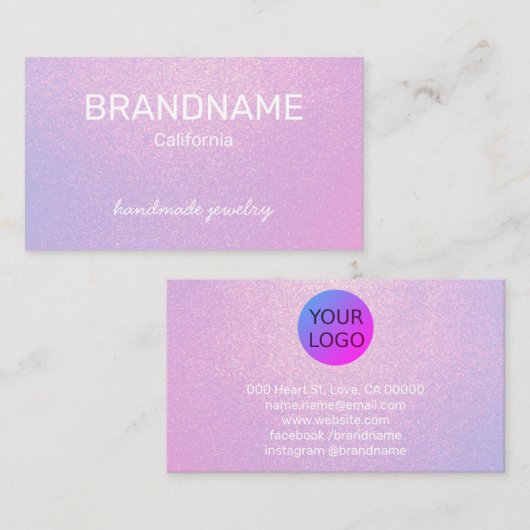 Paarse Kleur Gradient Textuur Oorbellen Studs Logo Visitekaartje (Voorkant / Achterkant)